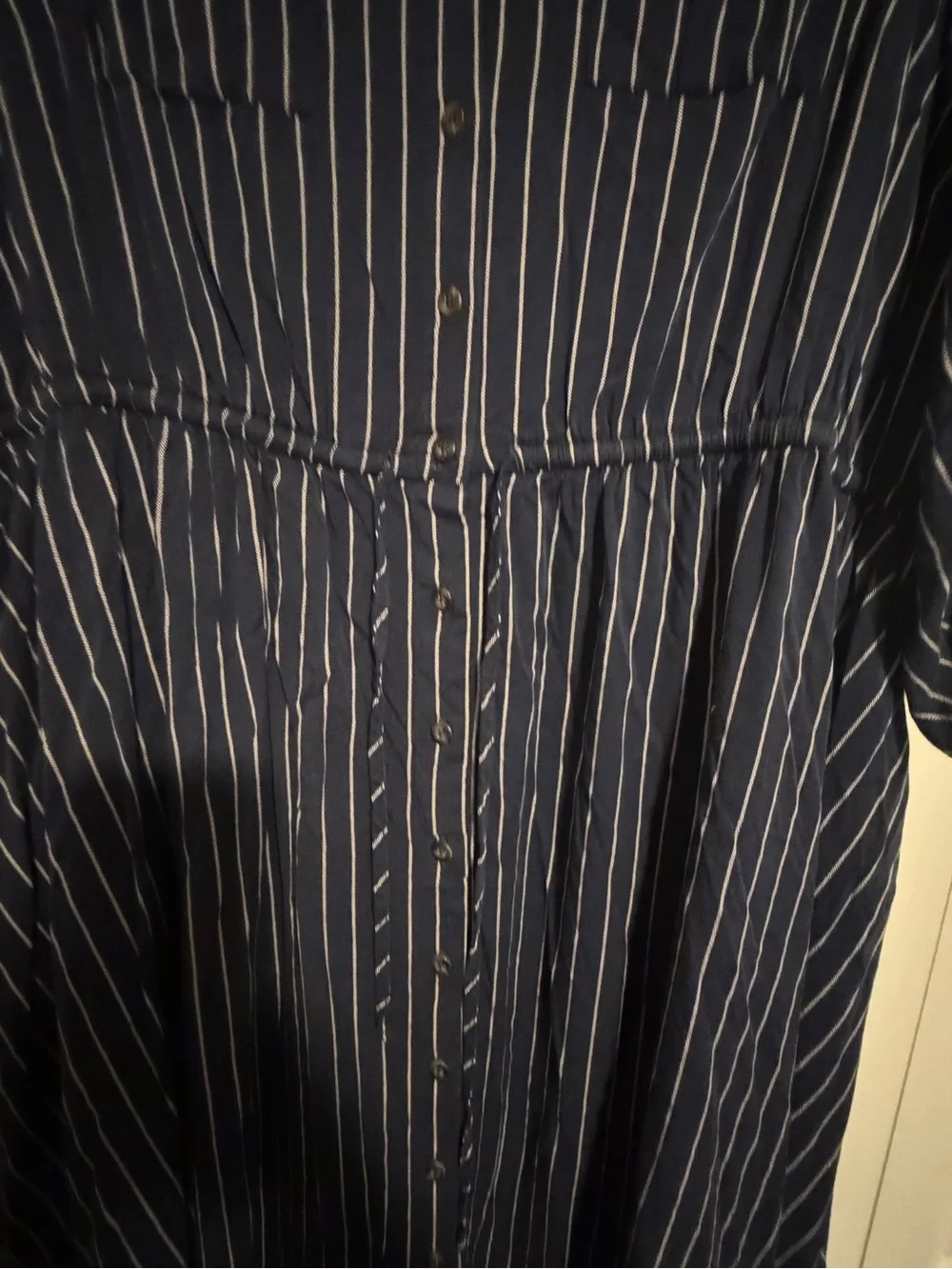 torrid Navy and White Pinstripe Shirt Dress - Picture 3 of 4